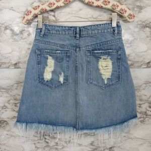 Show Me Your MuMu Atlanta A Line Frayed Denim Mini Skirt Size 25